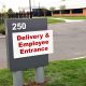 Entrance sign for Delivery and Employees