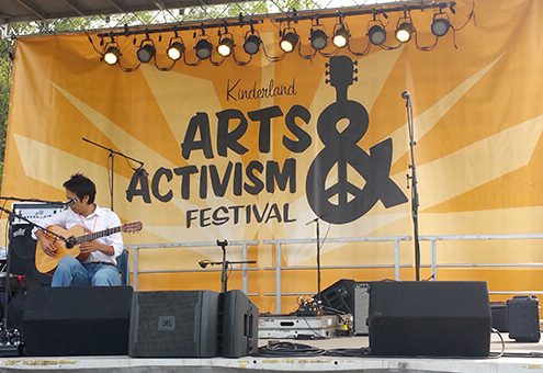 Banner as stage backdrop