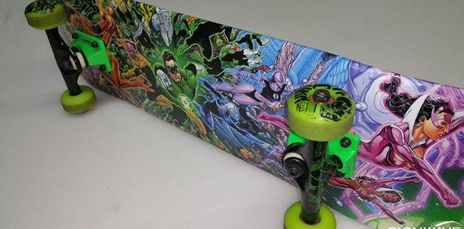 Vinyl graphics on a skateboard