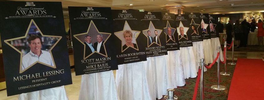 A series of posters honors award recipients.