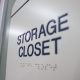 ADA sign with raised lettering and Braille reading "Storage Closet"