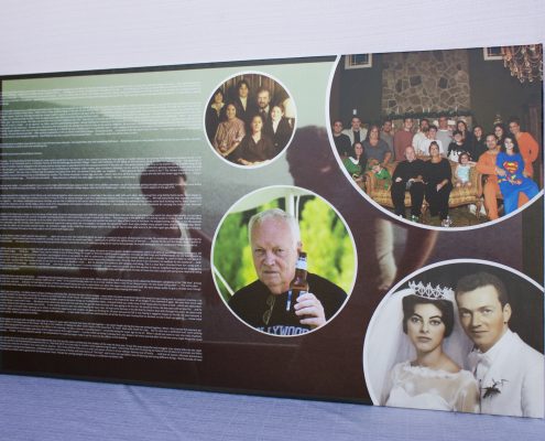 printed memorial with photos and text